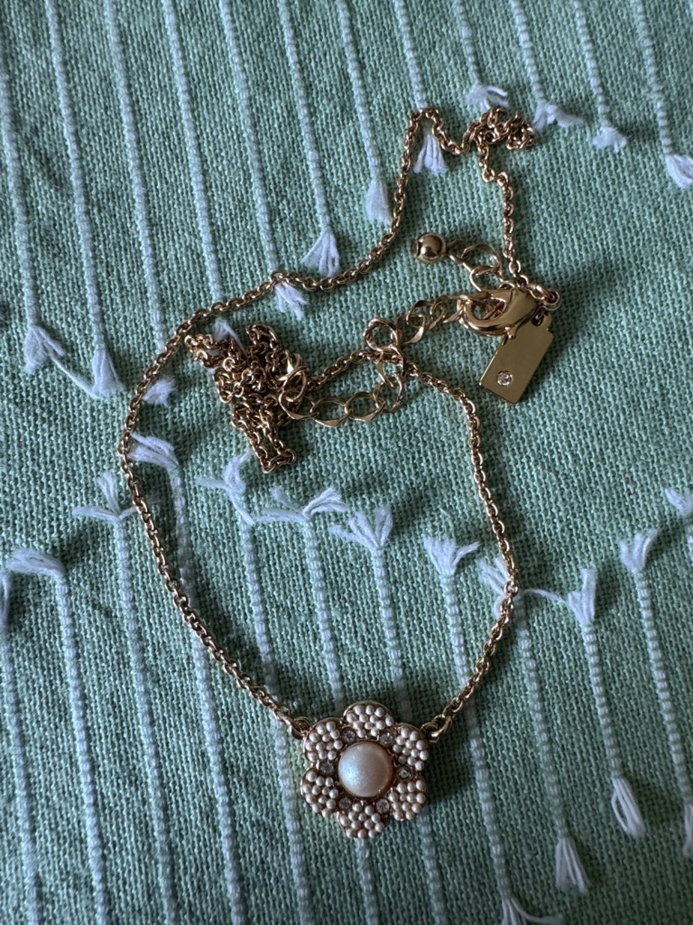 kate spade Gold Floral Pearl Center Necklace